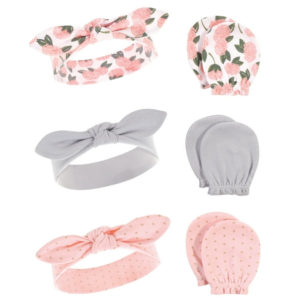 Hudson Baby Baby Cotton Headband and Scratch Mitten Set